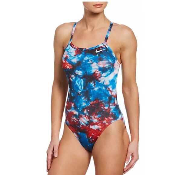 Nike Women's Hydrastrong Tie Dye Crossback One Piece Swimsuit - Picture 1 of 6